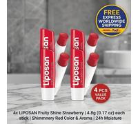 4x Liposan Fruity Shine Strawberry 4,8 g balsamo labbra - SPEDIZIONE ESPRESSA...