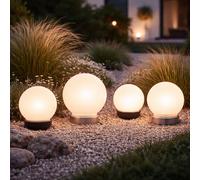 4x Luce Sferica da Giardino a Sfera Lampada Solari Spiedo Bianco