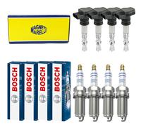 4x Magneti Marelli Bobina + 4x Bosch Candela Doppio Platino per BMW 1er F20