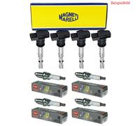 4x Magneti Marelli Bobina + 4x NGK Candela Laser Platinum per Audi A4 Avant