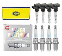 4x Magneti Marelli Bobina + 4x NGK Candela Laser Platinum per Audi Q5 8RB
