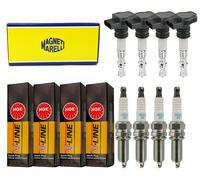 4x Magneti Marelli Bobina Accensione + 4x NGK Candela V-Line per VW EOS 1F7 1F8
