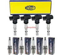 4x Magneti Marelli Bobina Accensione + Beru Candela per VW Jetta IV 162 163