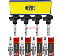 4x Magneti Marelli Bobina + Champion Candela per Fiat Grande Punto 199 1.4