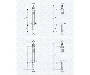 4x MAGNETI MARELLI Candelette 062900001304 Adatto A per 4-ZYLINDER Citroën