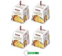 4x Maina Panettone Crema Pasticcera - Dolce Natalizio Tradizionale Italiano - Torta Natalizia con Crema Pasticcera e Uva Sultanina 800g + Portachiavi Beni Culinari in Omaggio