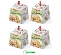 4x Maina Panettone Pistacchio - Dolce Natalizio Tradizionale Italiano - Torta Natalizia con Crema al Pistacchio 750g + Portachiavi Beni Culinari Omaggio