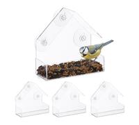 4x Mangiatoie Uccellini Selvatici Casetta Cibo Semi Uccelli 3 Ventose Finestra