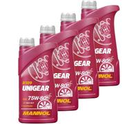 4X MANNOL 1 Liter 8109 Unigear 75W-80 Olio Per Cambio API GL-4/GL-5 MIL-L 2105 C