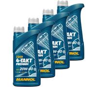 4x MANNOL 1 Litro 7209 4-Takt Premium Olio Motocicletta API SM JASO MA2