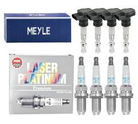 4x Meyle Bobina Accensione + 4x NGK Candela Laser Platinum per Mercedes-Benz