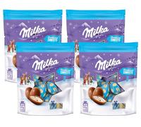 4X Milka Bonbons Confetti Praline di Cioccolato al Latte Alpino Ripiene di Crema al Latte e Confettini Colorati 86g