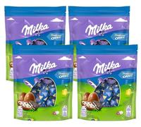 4X Milka Bonbons Praline Cioccolata al Latte Alpino Ripiene di Crema al Latte e Pezzi di Biscotto 86g