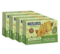 4X Misura Natura Ricca Fette Biscottate con Grani Germogliati, Segale e Avena 320g [4 Confezioni]