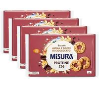 4X Misura Protein Biscotti Frollini con Gocce di Cioccolato e Fiocchi d'Avena Ricchi di Proteine 260g