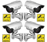 4x Modello Solare Telecamera Argento Esterno Finto di Sicurezza