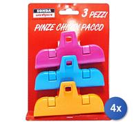 4x Mollette Chiudisacchetti 3 Pezzi Grandi Sondacasre5933