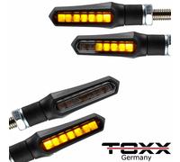 4x Moto Mini Marcia Laufeffekt Corsa Indicatore Nero Testato Davanti Posteriore