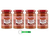 4x Mutti Pesto Rosso di Pomodoro - Salsa di Condimento con Pomodoro 100% Italiano - Vasetto da 180g