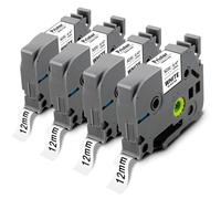 4x Nastro Compatibile per Brother TZe-S231 12mm x 8m Nero su Bianco Adesivo