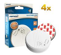 4x Nemaxx FL2 Rauchmelder - hochwertiger Rauchwarnmelder nach EN 14604 mit sensibler fotoelektrischer Technologie + 4x Nemaxx Magnethalterung
