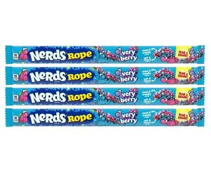4x Nerds Molto Bacca Corda 26g Dolce E Croccante Al di Fuori Morbido & Gommoso