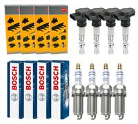 4x NGK Bobina + 4x Bosch Candela Doppio Platino per Audi Tt 8N3 1.8 T 8N9 VW