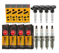 4x NGK Bobina Accensione + 4x Candela V-Line per Mitsubishi Carisma_1.6 1.8 CJ _