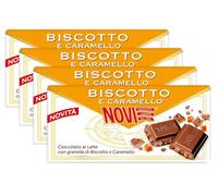 4X Novi Tavoletta di Cioccolato al Latte Finissimo con Granella di Biscotto e Caramello 100g (2024)