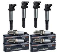 4x Nty Bobina + Beru Candela per BMW 3er Compatto E46 316 Ti 318 320 Ci
