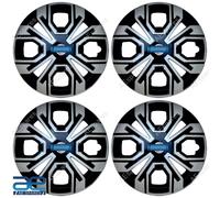4X Nuovi Coprimozzo In Plastica Argento E Nero 13-16" Per Auto Universali AEs