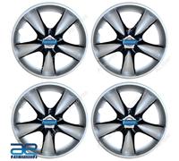 4X Nuovi Coprimozzo In Plastica Argento E Nero 14-15" Per Auto Universali AEs