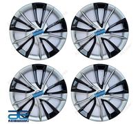 4X Nuovi Coprimozzo In Plastica Argento Nero 17" Per Mahindra Nuovo XUV700