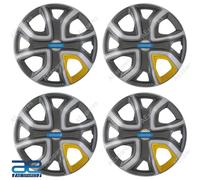 4X Nuovi Coprimozzo In Plastica Grigio Argento Giallo 14" Per Tata Altroz