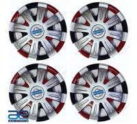 4x Nuovo Mozzo Ruota Coperchi Cover Plastica Argento Nero Rosso 13 " Per Auto