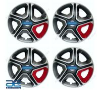 4x Nuovo Mozzo Ruota Coperchi Cover Plastica Grigio Argento Red 12-16 " Per Auto