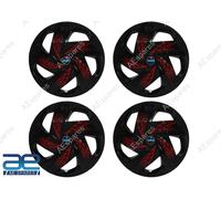 4x Nuovo Mozzo Ruota Coperchi Cover Plastica Nero Rosso Fuoco 12-17 " Per Auto