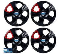 4x Nuovo Ruota Copri-Mozzo Cover Plastica Nero Rosso 17 " Per Mahindra Scorpio