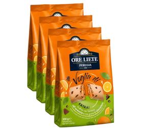 4X Ore Liete Frollini con Farcitura all’Arancia e Gocce di Cioccolato - Biscotti Ripieni di Frutta con Cioccolato - Dolci per Colazione, Merenda e Pausa Caffè 200g