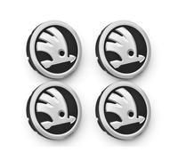 4x Original Skoda Copricerchio Mozzo Nabendeckel Argento Nero 5E3071213