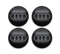 4x Originale Audi Coprimozzo Coperchio per Cerchione Nero Anelli Cromati