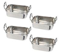 4x Padella Profonda Acciaio Inox 17,5 x 8,5 X 7 CM Con Hammerschlageffekt