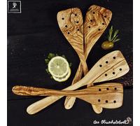 4x Paletta per Frittata Con Fori di Legno D 'ol Ivo Cucchiaio da Cucina 35cm