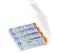 4X Panasonic HR-3U 2700mAh + Scatola Per Batterie Ni-MH 1,2V / 2700mAh