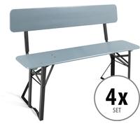 4x Panchina da Giardino Legno Panca Birreria Esterno Campeggio Pieghevoli Grigio