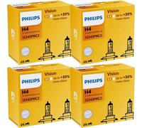 4x Philips Vision Duopack H4 Alogena Fino 30% più Luminosa 60/55W 12V