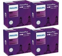 4x Philips VisionPlus H4 Alogena Fino 60% più Luminosa 60/55W 12V Lampade Auto