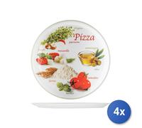 4x Piatti Pizza In Porcellana Pizzafoods Assortiti Cm 33 Decorato Saturnia