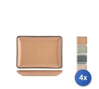 4x Piatti Rettangolare In Porcellana Marca H&H, Colori Assortiti, 13Cmx18Cm
