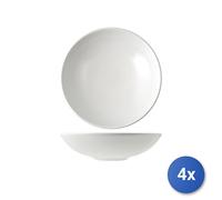 4x Piatto H&H Denver Cm20 Bianco Fondo In Stoneware
